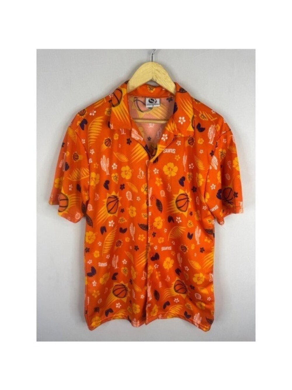 Something Inked Phoenix Suns 2018 NBA Mens Orange Floral Tropical Camp Shirt M